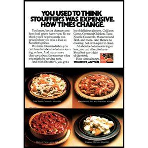1976 Stouffer's Microwave TV Dinners Vintage Print Ad Times Change Wall Art